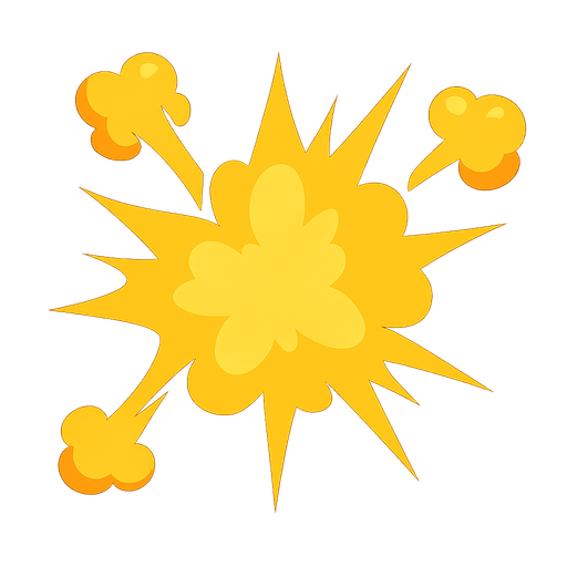 disney image style yellow explosion.
In-Game asset.  2d.  High contrast.  No shadows