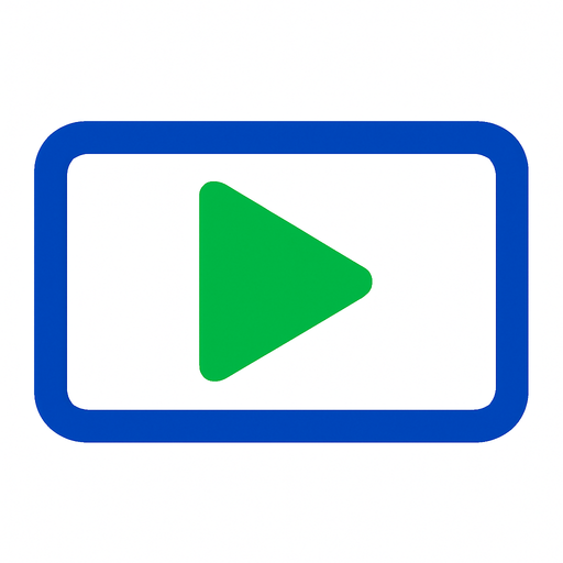 Symbol for an play button wide screen.
In-Game asset.  2d.  High contrast.  No shadows