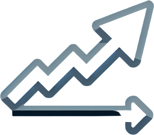 Стрелка графика стемится вверх, черный.
Single Game Texture. In-Game asset. 2d. Blank background. High contrast. No shadows.