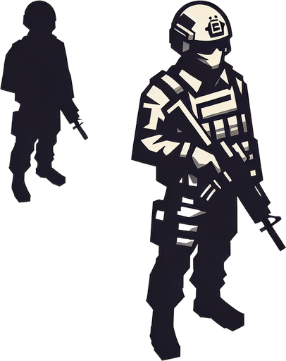 Hazme un soldado de visto desde arriba.
Single Game Texture.  In-Game asset.  2d.  Blank background.  High contrast.  No shadows