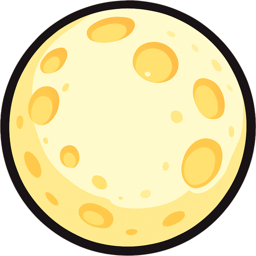 Una luna brillante.
In-Game asset.  2d.  High contrast.  No shadows