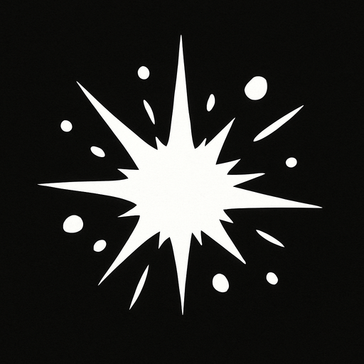 A small white explosion particle..
In-Game asset.  2d.  High contrast.  No shadows