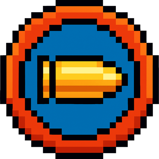 pixel art circle bullet button.
In-Game asset.  2d.  High contrast.  No shadows