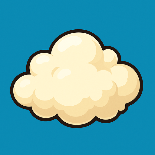 Pofuduk yumuşacık bulut.
In-Game asset.  2d.  High contrast.  No shadows