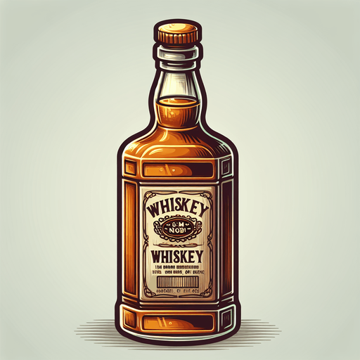 western bottle of whiskey..
Single Game Texture. In-Game asset. 2d. Blank background. High contrast. No shadows.