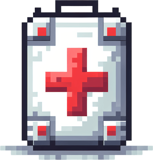 a sprite of a health pack.
a 2d sprite of a health pack