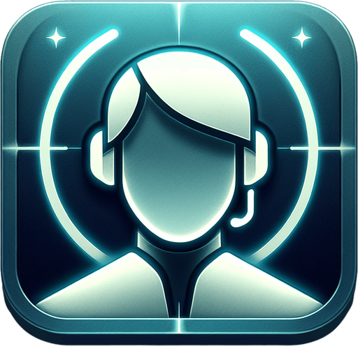 A square app store icon with rounded edges, designed for a Contacts List app with a subtle futuristic touch. The icon features a clean human avatar face in the center, outlined with smooth lines and a soft glow. The avatar is wearing a minimalist headset, hinting at communication functionality. The background is a gradient of deep blue to teal, with faint light effects to suggest a modern and slightly futuristic aesthetic.
Single Game Texture. In-Game asset. 2d. Blank background. High contrast. No shadows.