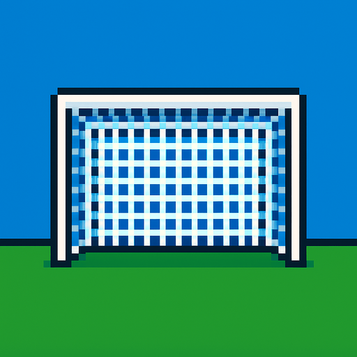 pixelart soccer goal.
In-Game asset.  2d.  High contrast.  No shadows