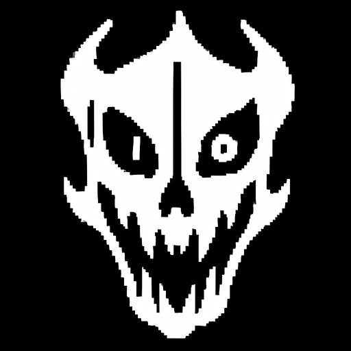 Flat staring gaster blaster Undertale.
In-Game asset.  2d.  High contrast.  No shadows