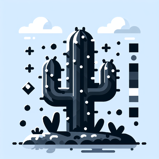 Black cactus.
Single Game Texture. In-Game asset. 2d. Blank background. High contrast. No shadows.