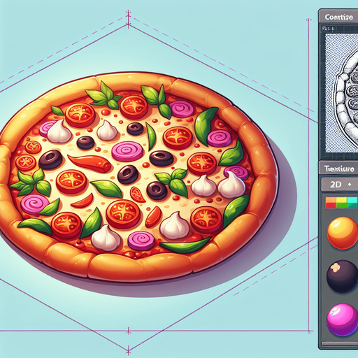 Cartoon Pizza, 2d, blank background.
Single Game Texture.  In-Game asset.  2d.  Blank background.  High contrast.  No shadows