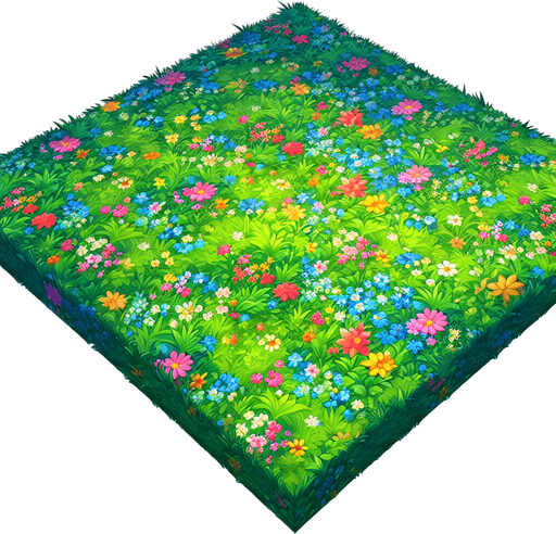 Grass and flower type floore.
Single Game Texture. In-Game asset. 2d. Blank background. High contrast. No shadows.