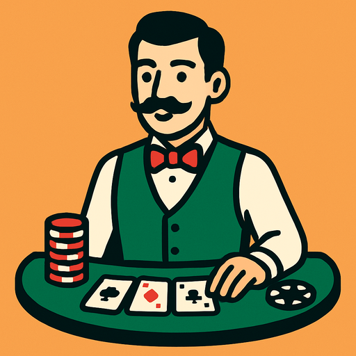 a croupier.
In-Game asset.  2d.  High contrast.  No shadows