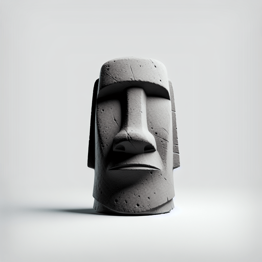 una cabeza de moai redonda.
Single Game Texture.  In-Game asset.  2d.  Blank background.  High contrast.  No shadows