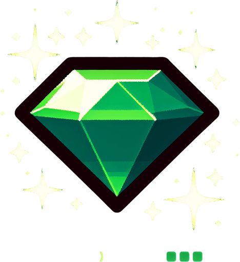 a western shining green diamond.
Single Game Texture. In-Game asset. 2d. Blank background. High contrast. No shadows.