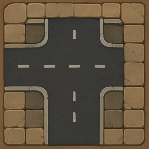 street tile on top viewing with street way.
In-Game asset.  2d