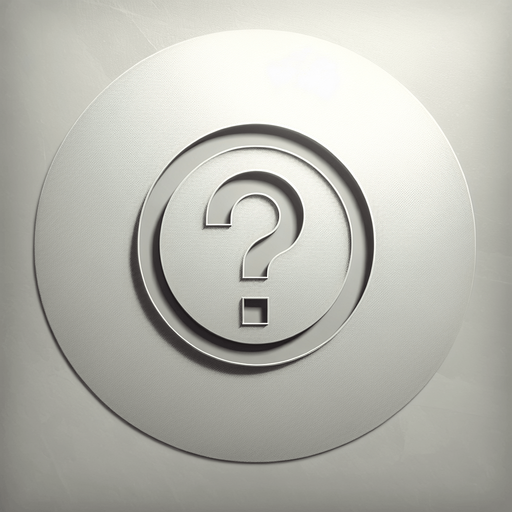 An interface element which is a gray circle with a question mark inside it..
Single Game Texture. In-Game asset. 2d. Blank background. High contrast. No shadows.