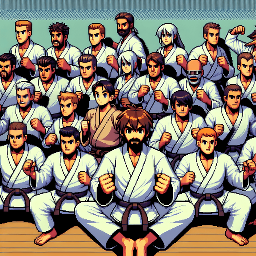 A Karate Background.
Single Game Texture. In-Game asset. 2d. Blank background. High contrast. No shadows.