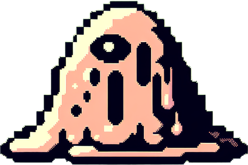 snes anime dragon quest style slime enemy.
Single Game Texture.  In-Game asset.  2d.  Blank background.  High contrast.  No shadows