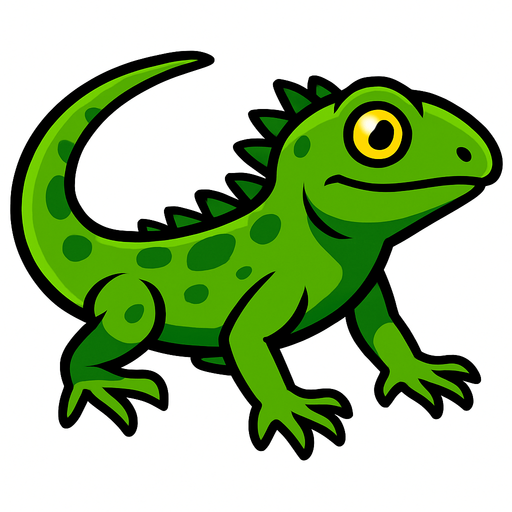 Green lizard.
In-Game asset.  2d.  High contrast.  No shadows