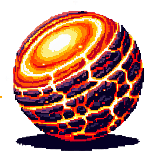 pixel art earth Core.
Single Game Texture. In-Game asset. 2d. Blank background. High contrast. No shadows.