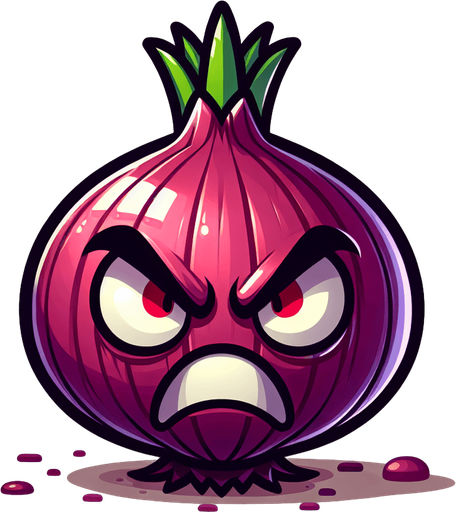 An angry-looking onion.
Single Game Texture. In-Game asset. 2d. Blank background. High contrast. No shadows.