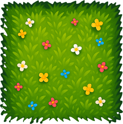 Una casilla de pasto con bordes color verde oscuro que cubra toda la imagen y unas pequeñas flores.
In-Game asset.  High contrast