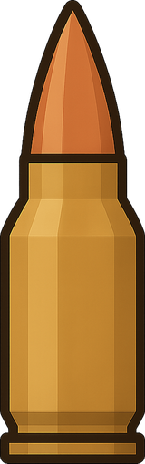 Bullet. No background. Transparent background. Blank background. No shadows. 2d. In-Game asset. flat