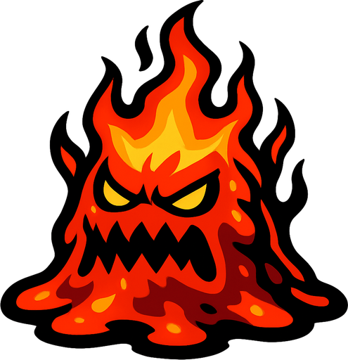 boss slime but like fire and dangereous.
In-Game asset.  2d.  High contrast.  No shadows