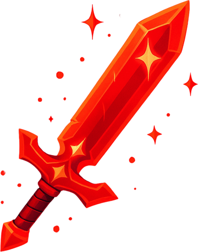 una espada roja con destellos.
In-Game asset.  2d.  High contrast.  No shadows