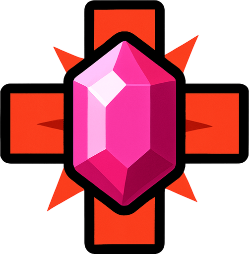 Crossbomb gem.
In-Game asset.  2d.  High contrast.  No shadows
