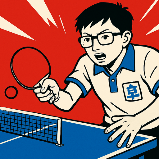 Fond d'écran manga ping pong.
In-Game asset.  2d.  High contrast.  No shadows