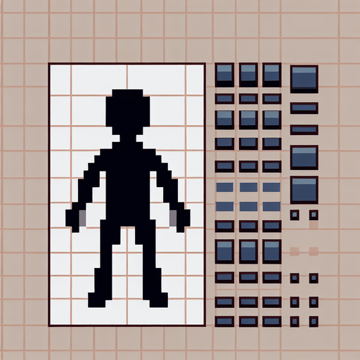 A human, top-down view.
Single Game Texture.  In-Game asset.  2d.  Blank background.  High contrast.  No shadows. Simple pixel art