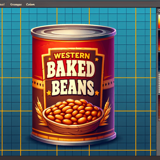 western baked beans can.
Single Game Texture. In-Game asset. 2d. Blank background. High contrast. No shadows.