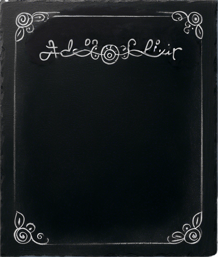 Text "ADEPT ELIXIR" handwritten in chalk