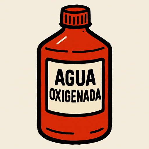 Un bote de agua oxigenada.
In-Game asset.  2d.  High contrast.  No shadows