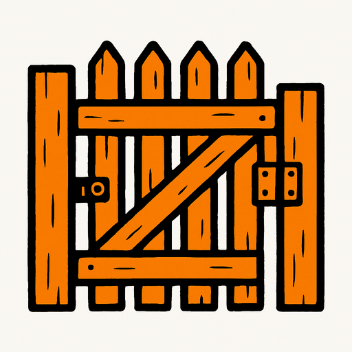 fence gate.
In-Game asset.  2d.  High contrast.  No shadows