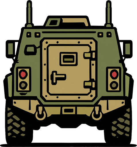 zırhlı aracaın arkası.
In-Game asset.  2d.  High contrast.  No shadows