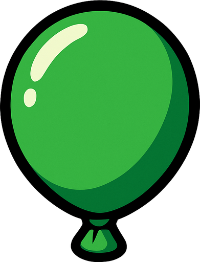 A green balloon without the string..
In-Game asset.  2d.  High contrast.  No shadows