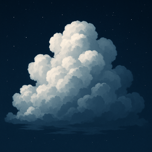 Nube realista de noche.
In-Game asset.  2d.  High contrast.  No shadows