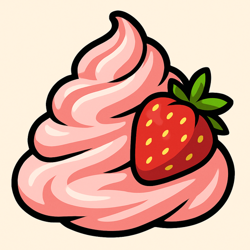 Fond d'écran crème a la fraise.
In-Game asset.  2d.  High contrast.  No shadows