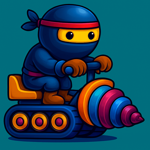 Same image of ninja with dig machine but with different colors. HD colors.