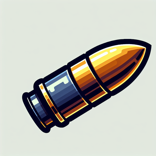 bullet'.
Single Game Texture.  In-Game asset.  2d.  Blank background.  High contrast.  No shadows