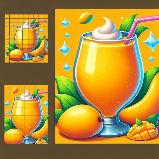A nice glass of mango lassie.
Single Game Texture. In-Game asset. 2d. Blank background. High contrast. No shadows.