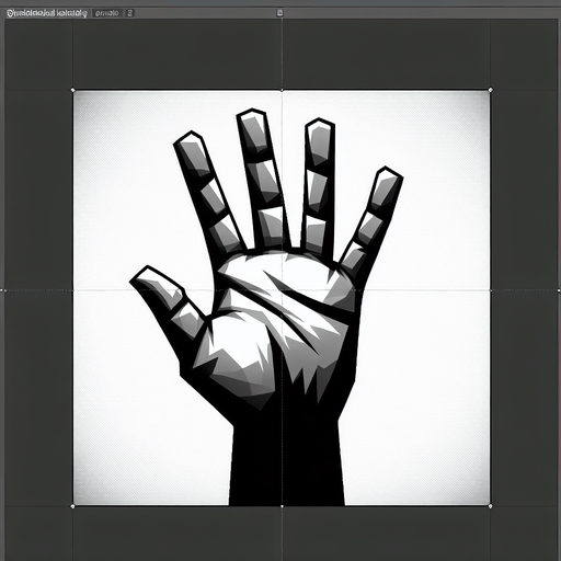 A hand Single Game Texture. In-Game asset. 2d. Blank background. High contrast. No shadows.