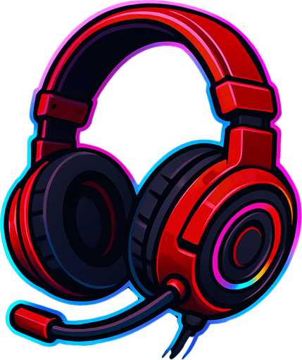red cool dj headset rgp neon.
In-Game asset.  2d.  High contrast.  No shadows