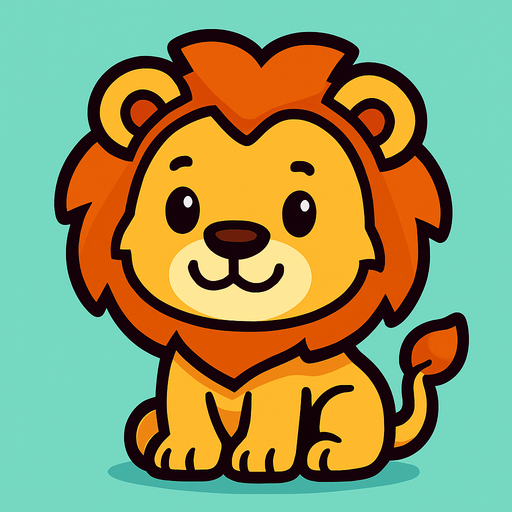 cute lion.
In-Game asset.  2d.  High contrast.  No shadows