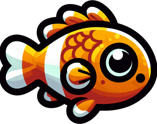 Fish, cartoon
Single Game Texture. In-Game asset. 2d. Blank background. High contrast. No shadows.