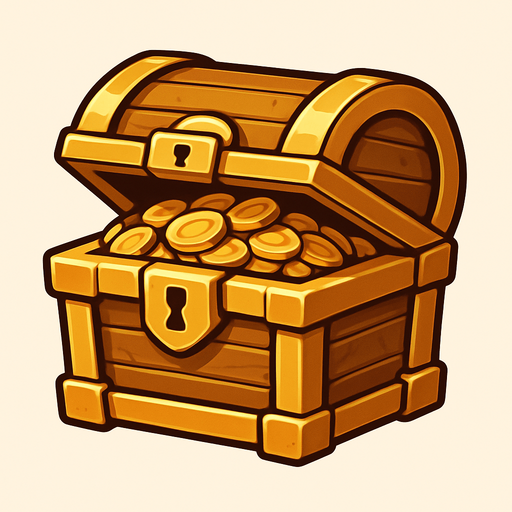 altın sandıgı.
In-Game asset.  2d.  High contrast.  No shadows