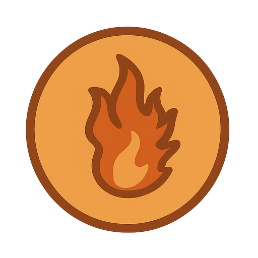 fire in a circle. No background. Transparent background. Blank background. No shadows. 2d. In-Game asset. flat